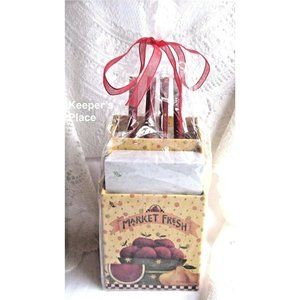 Debbie Mumm MARKET BASKET Note Caddy Gift Set Appl